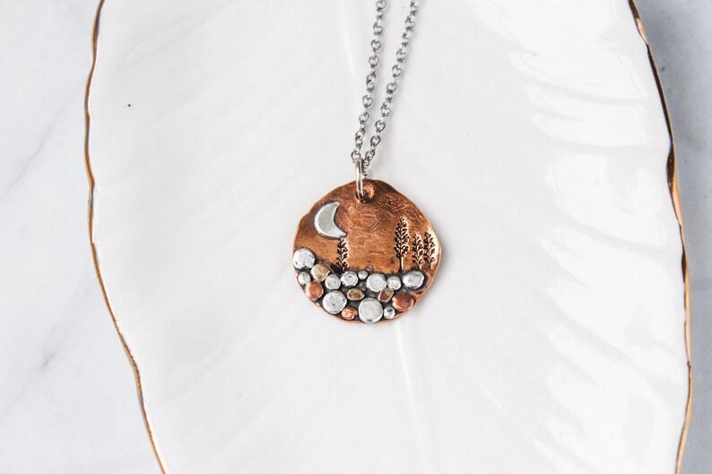Copper Creekbed Necklace Copper Tree Necklace Creek Nature Etsy