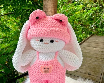 Crochet Bunny in Overalls Pattern: Amigurumi Rabbit PDF (Digital Download