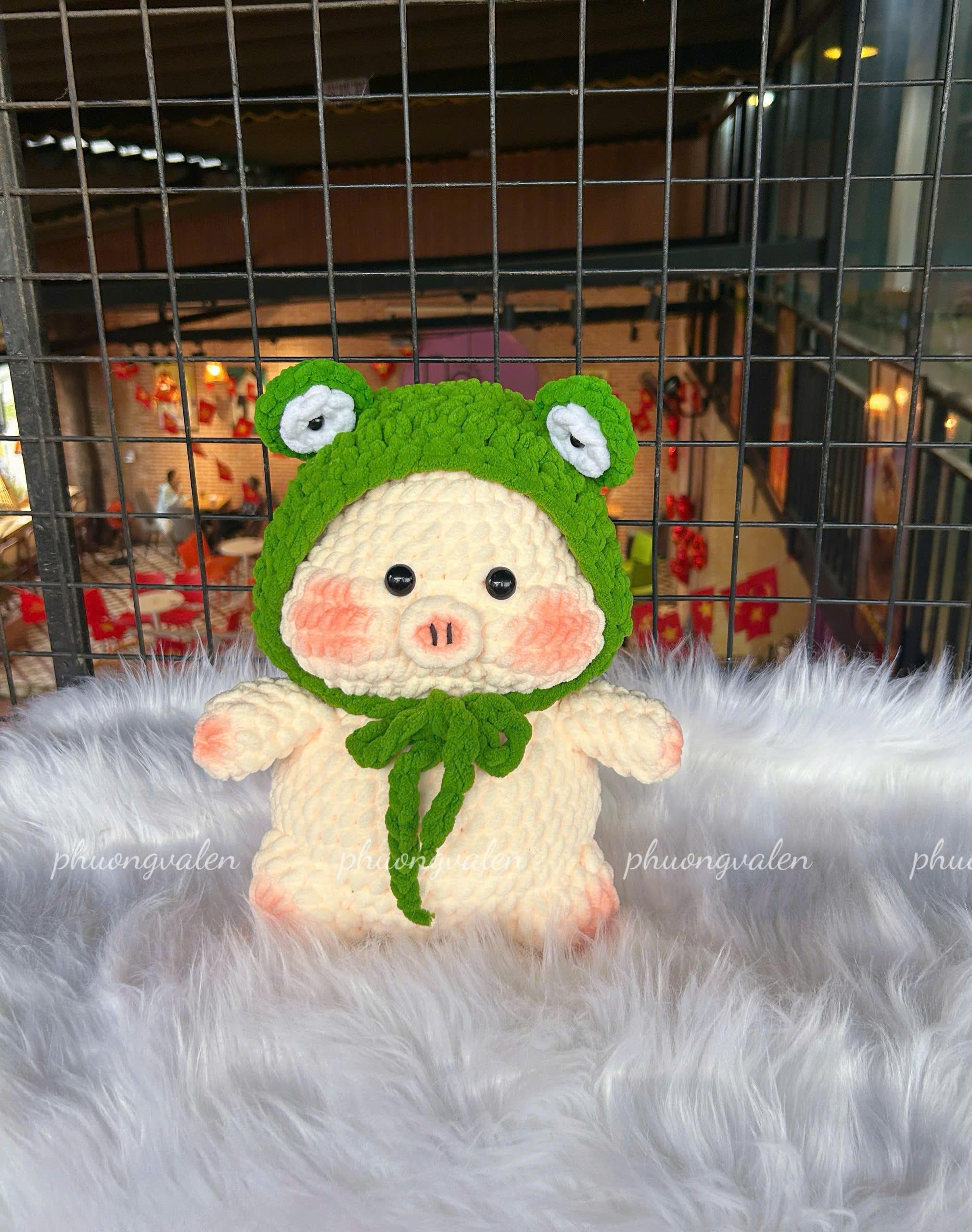 30 Frog Hat Crochet Patterns for Playful Animal Hats, Balaclavas, and Amigurumi Projects 19 Pig in Frog Hat Amigurumi Pattern