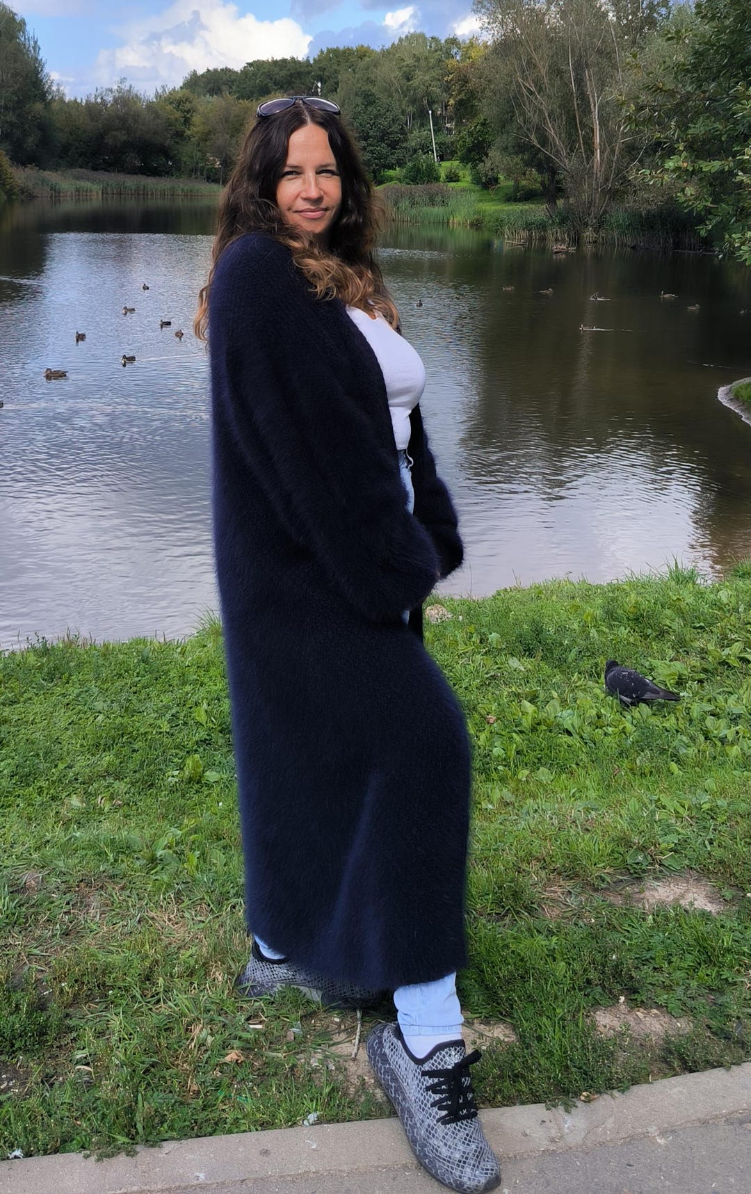 Verybrain - 【verybrain】Angora Long Cardigan Fluffy Angora Knit Cardigan Blue: Long Wool Unisex - Etsy
