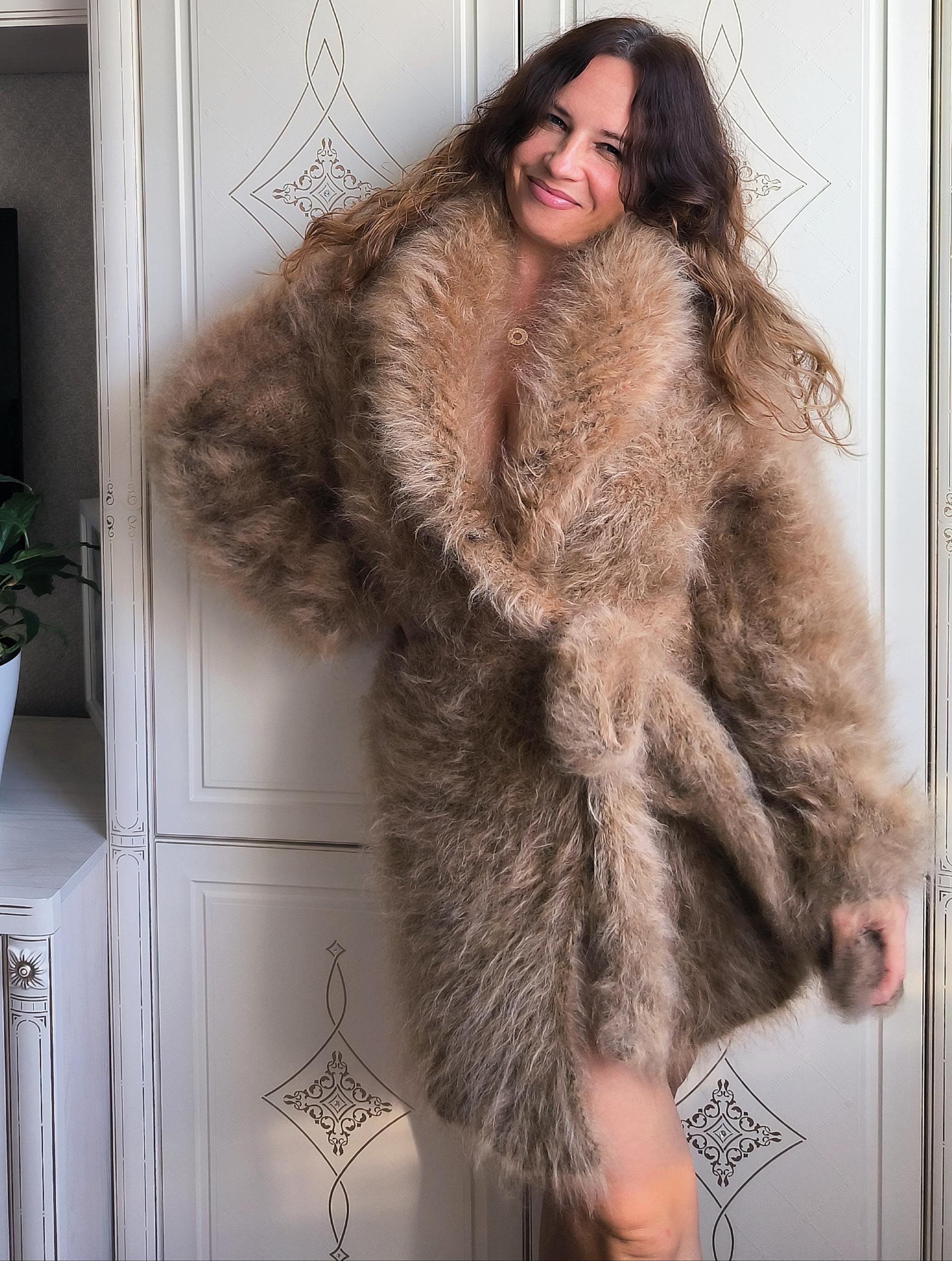 Big Wool Mohair Cardigan: Long Fuzzy Oversized Chunky Handknit