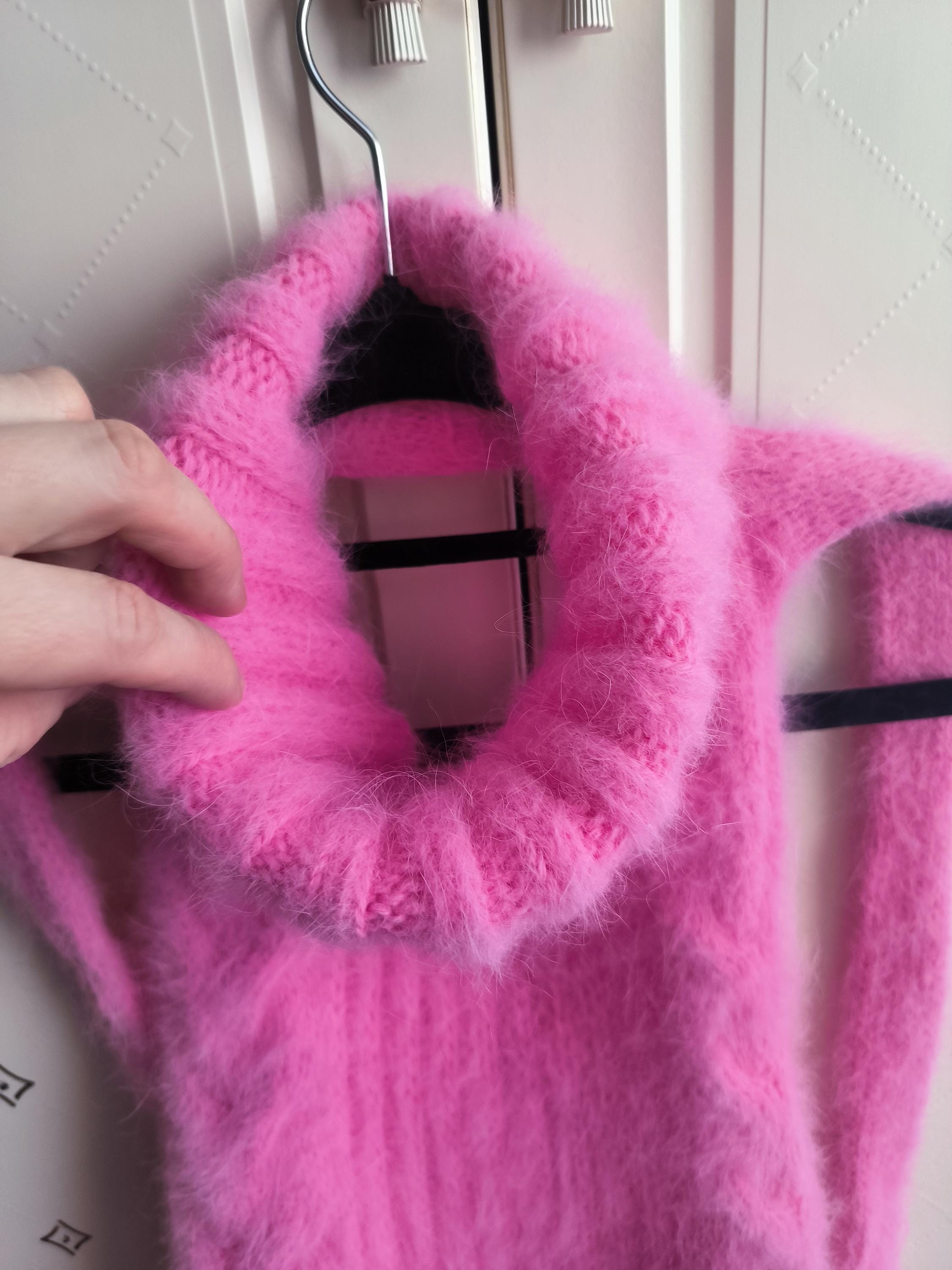 Angora Sweater Dress Virgin Killer: Fluffy Knit Mini Dress Pink - Etsy