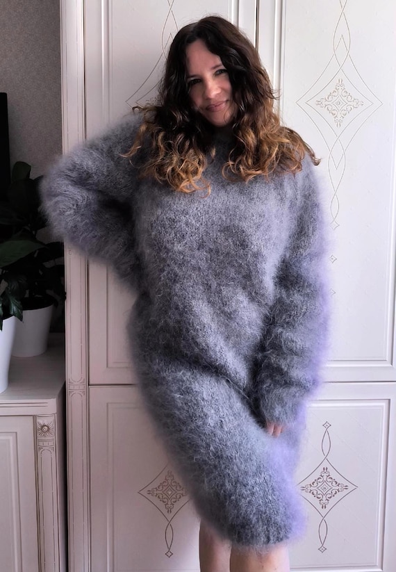 Fuzzy Mohair Knit Sweater: Heavy, Thick, Warm - Etsy