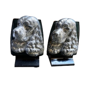 Dog Bookends Silver Cocker Spaniel Figure Vintage Japan Set Of 2
