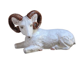 Ceramic Ram Italy Hand Made Painted Vintage Large