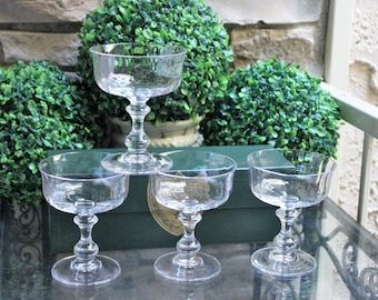 Champagne Coupe Coupe Glass Glasses Vintage Craft Cocktail 80s 1980s Set Of 4