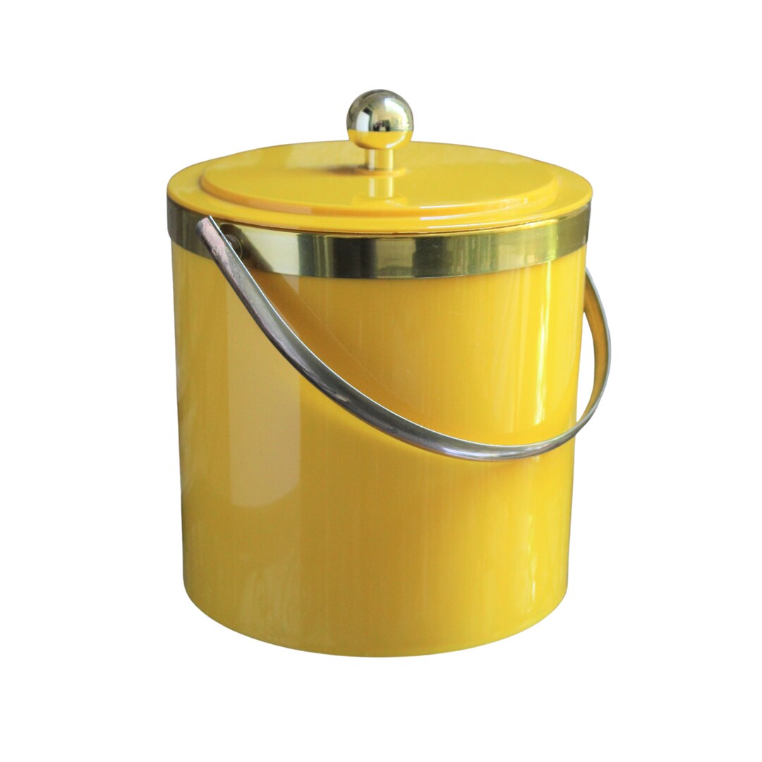 Yellow Ice Bucket Lucite Vintage 1960s 1970s Gold Trim Etsy