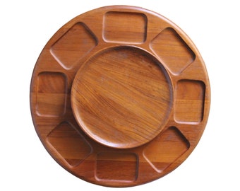 Danish 1960s Digsmed Wood Teak Lazy Susan Vintage MCM Round Signed 105 Danmark Jens Quistgaard