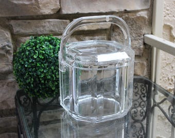 Lucite Acrylic Ice Bucket Mid Century Vintage Grainware by William Bounds