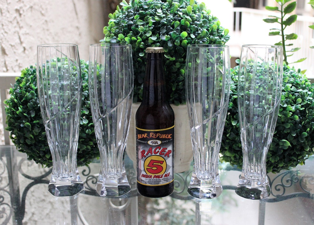 Pilsner Beer Glass Cut Crystal Mikasa Bar Barware Elegant Etsy