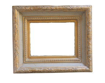 Wide Gold Regency Wood Frame Holds 16 x 12 Artwork Late 20th Century Museum Frame Vintage Made In Mexico MCM