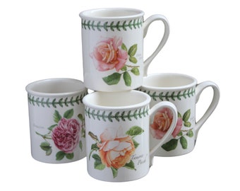 Portmeirion Botanic Roses Breakfast Coffee  Mugs Set Of 4 Bone China Made In Britain Floral