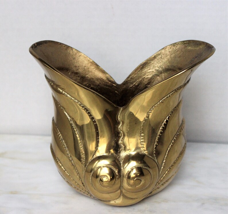 Brass Vase Art Deco Flared Lip Vintage 1970s Kmart Solid Brass Etsy