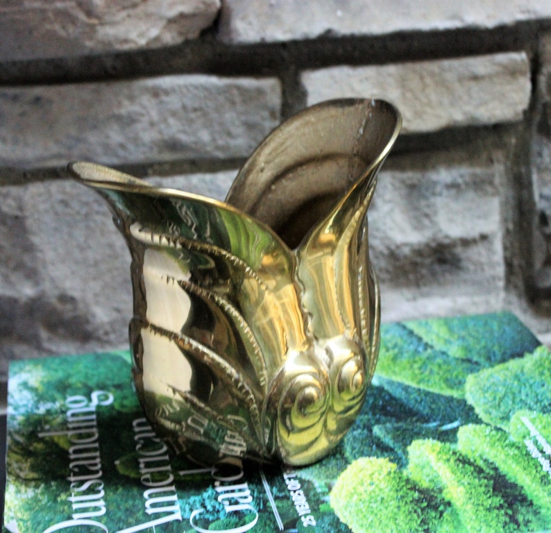 Brass Vase Art Deco Flared Lip Vintage 1970s Kmart Solid Brass Etsy