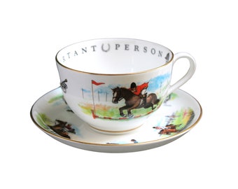 Very Important Person Cup Saucer Equestrian Horse Rider Polo Pony Royal Worcester Bone China Vintage