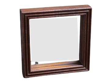 Small Decorative Mirror Rectangle Dark Wood Vintage