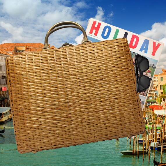 Wicker Handbag Italy Koret Large Vintage