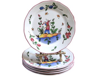 French Country Chinoiserie Salad Plates Vintage 3905 Korea Set Of 5 Minor Issues