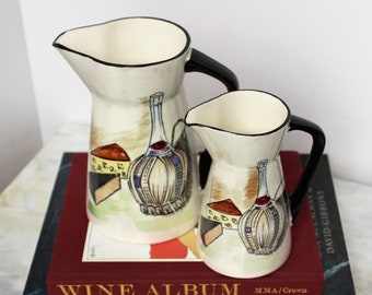 Ceramic Wine Pitchers Vintage Cheese Capri Japan Royal Sealy 1960s Pair