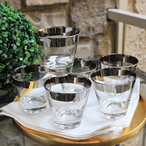 Mercury Band Tapered Collins Glasses Silver Dorothy Thorpe Inspired Vintage Barware Set Of 6 Minor Issue