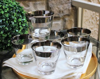 Mercury Band Tapered Collins Glasses Silver Dorothy Thorpe Inspired Vintage Barware Set Of 6 Minor Issue