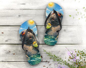 Relaxed Manatee Flip Flops