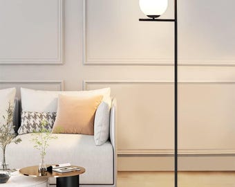 Luminária de chão Opal Globe: luminária de pé preta, moderna e minimalista