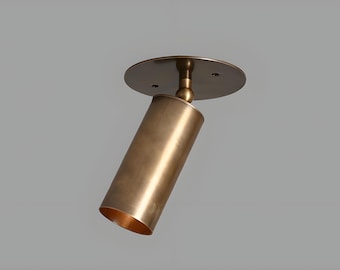 Mid Century Raw Brass Spotlight 1-Light Cylinder Sputnik Fixture Adjustable Starburst Ceiling Light
