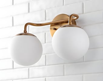 Mid Century Brass Globe Wall Sconce Italian Modern Wall Light Stilnovo Bathroom Vanity Light