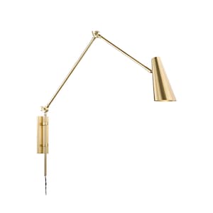 Mid-Century Brass Swing Arm Wall Sconce – Stilnovo Style, 1950s Modern Wall Fixture Italian Brass Wall Light