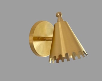 Mid Century Brass Wall Sconce Cone Shade Wall Light Modern Minimalist Bedside Lamp Italian Brass Wall Lighting Fixture