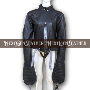 Unisex Leather Bondage Suit with Hood – Cosplay Restraint Jacket, Stylish Costume | Mature