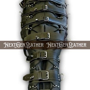 Full-Body Leather Bondage Sleep Sack with Straps & D-Rings | Adjustable Design | Performance Wear | Mature