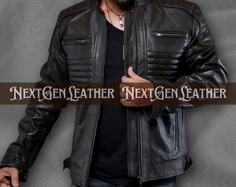 Braune Herren-Lederjacke – Motorrad- und Freizeitjacke aus echtem Rindsleder