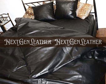 Nappaleder Bettwäsche: Superweiches Bettlaken, Bettdecke, Kissenbezug - Schwarz