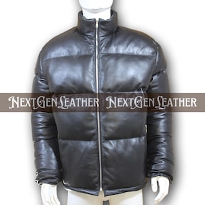 Jaqueta masculina de couro de carneiro genuíno preto | Casaco de inverno | Forro macio com interior isolado para aquecimento | Adulto
