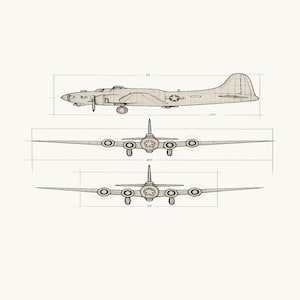 Plano técnico del bombardero B-17 Flying Fortress (descarga digital)