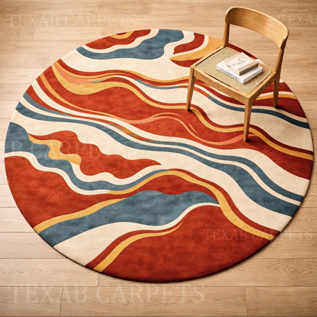 Eclectic Round Wool Rugs Round Wool Rug, Hand Tufted Modern Area Rug, Scandinavian Circle Carpet ...