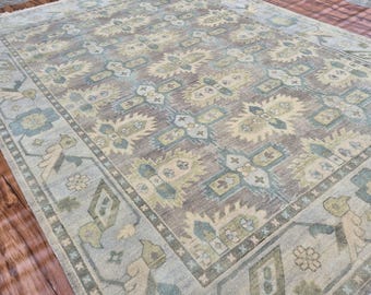 Handgeknüpfter Oushak Teppich 230x320, Großer Türkischer Wollteppich, Vintage Stil Oushak Teppich, Beige Neutraler Teppich, Teppich für Wohnzimmer