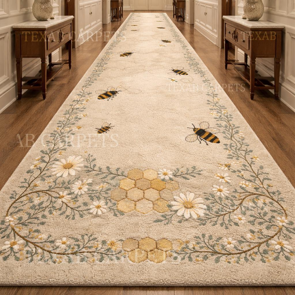 Hand Tufted Wool Bee Rug, Cottagecore Floral Honeycomb Carpet - Etsy