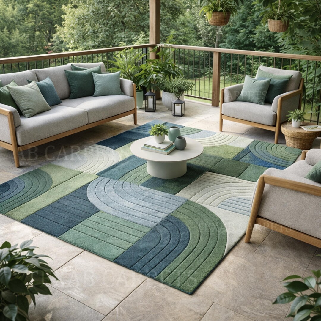 Modern Geometric Hand Tufted Wool Rug – Scandinavian Minimalist Area ...