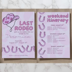 Editable Pink Last Rodeo Bachelorette Invite & Itinerary | Nashville Pink Cowgirl Weekend Template | Editable Digital Download in 4 Sizes