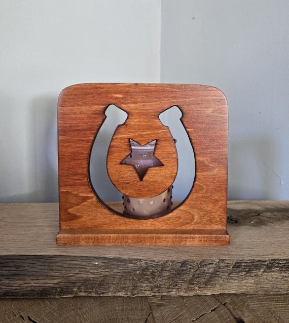 Wooden Horseshoe and Star Candle Holder, Hand Cut Western Decor, Rustic Horse Lover Gift, Whispering Light Collection