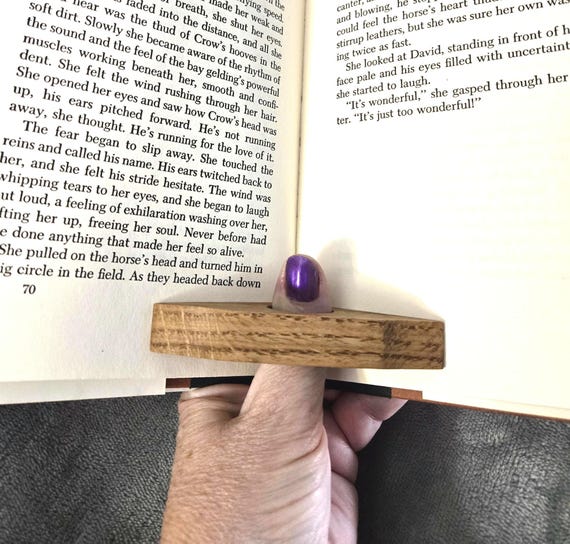 Handcrafted Solid Oak Thumb Page Holder | One-Hand Reading Accessory