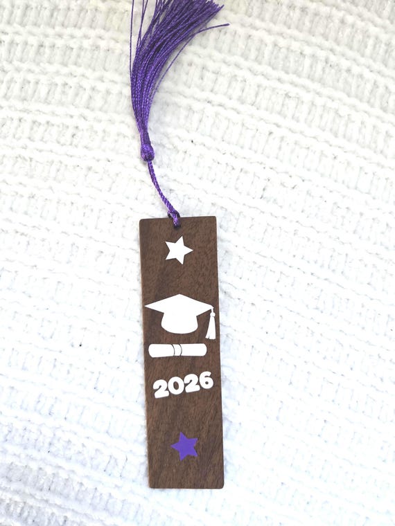 Made-to-Order Graduation Bookmarks | Personalized High School Senior Gift | Class of 2026 Bookmark | Custom School Colors | Wooden Bookmark
