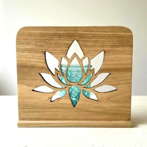 Lotus Flower Candle Holder, Wooden Tealight Lantern for Meditation & Yoga, Boho Zen Home Decor, Handcrafted Lotus Shadow Box