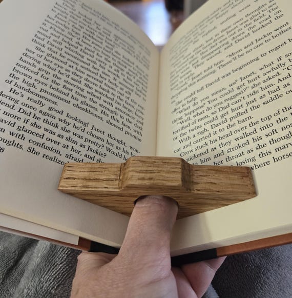 Handmade Solid Oak Thumb Book Page Holder | One-Hand Reading