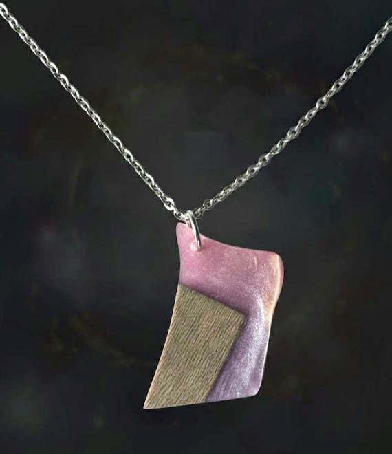 Artisan Pink & Wood Pendant