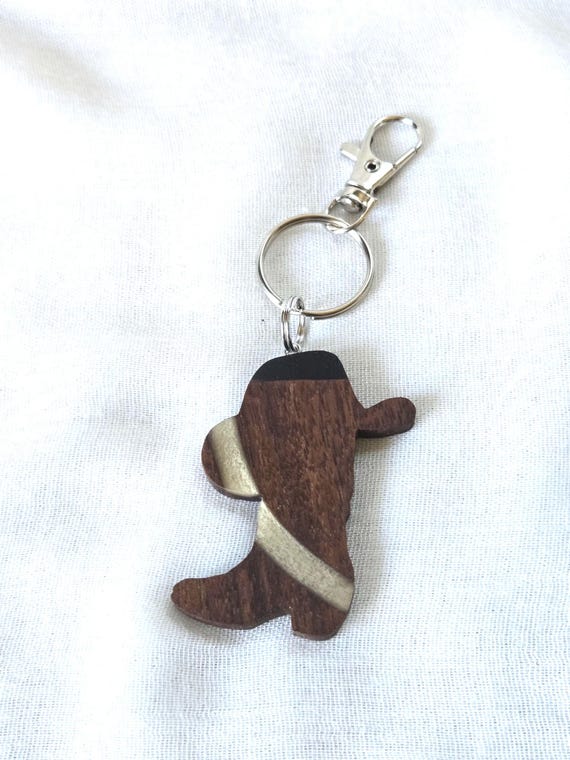 Handmade Wooden Cowboy Boot Keychain – Western Bag Charm