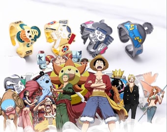 Handcrafted Colored Steel Ring Inspired by One Piece Straw Hat Crew Member Original Anime Jewelry